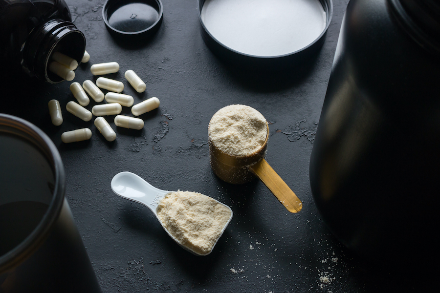 Various,Sports,Supplements,On,A,Black,Background